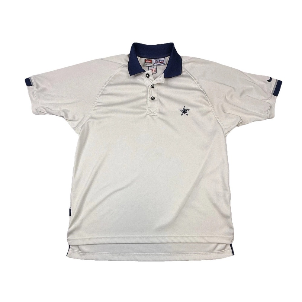 Vtg‎ Nike NFL Pro Line Dallas Cowboys Polo Shirt Mens Medium White Star Swoosh